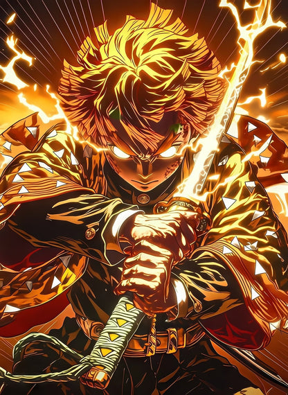 Zenitsu Agatsuma Electrified metal wall art