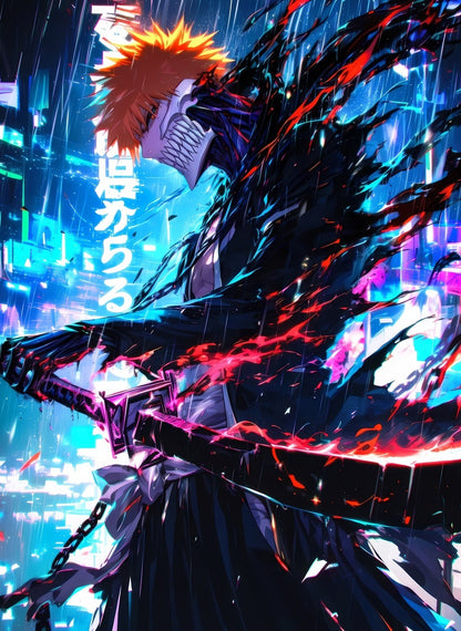 Ichigo Kurosaki Hollowfied metal poster artwork