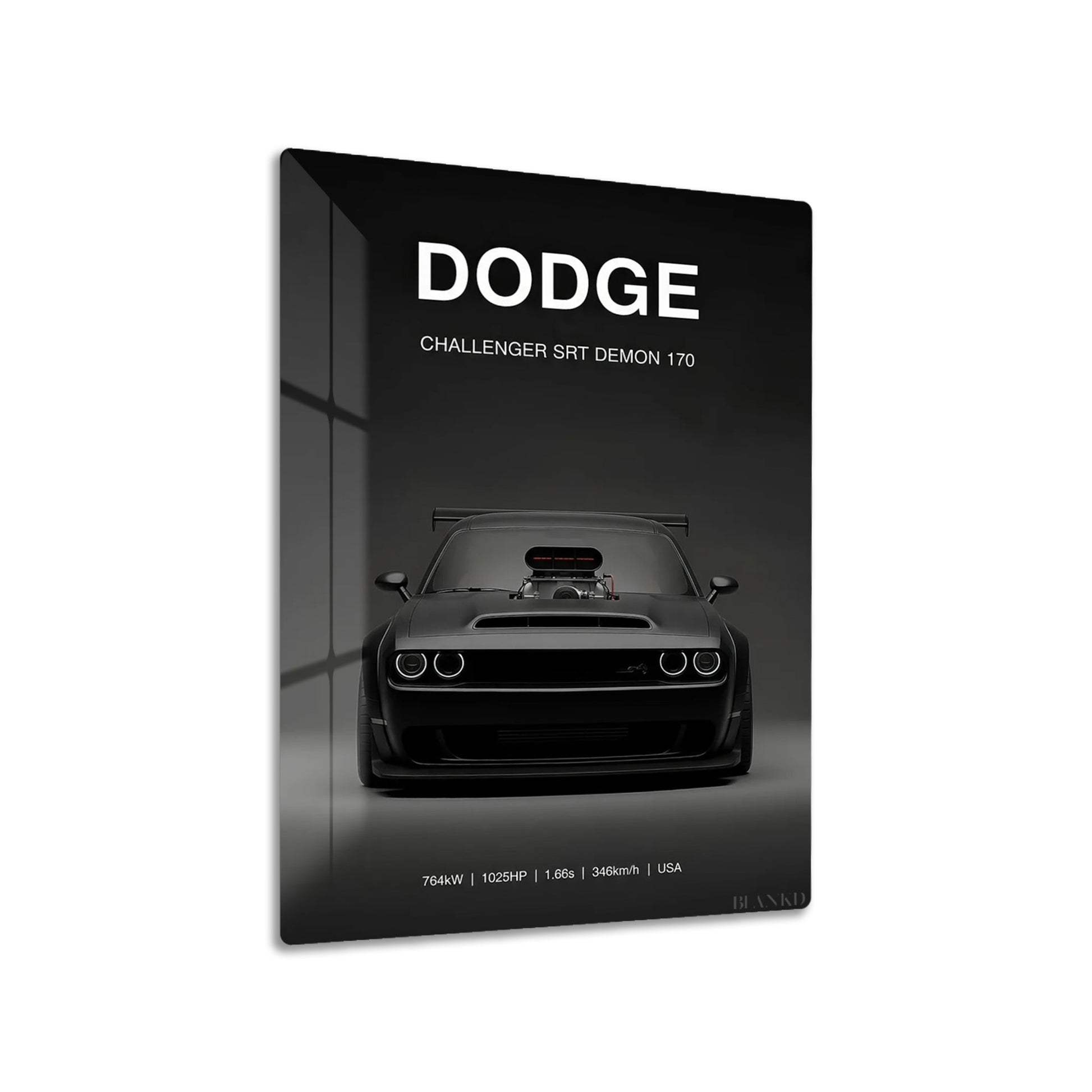 Dodge Challenger Demon 170 metal poster on living room wall