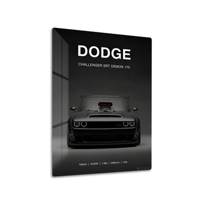 Dodge Challenger Demon 170 metal poster on living room wall