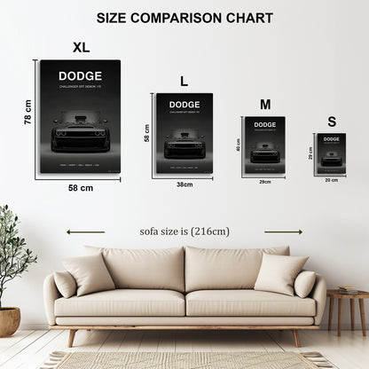 Dodge Challenger Demon 170 metal wall art in styled room setting