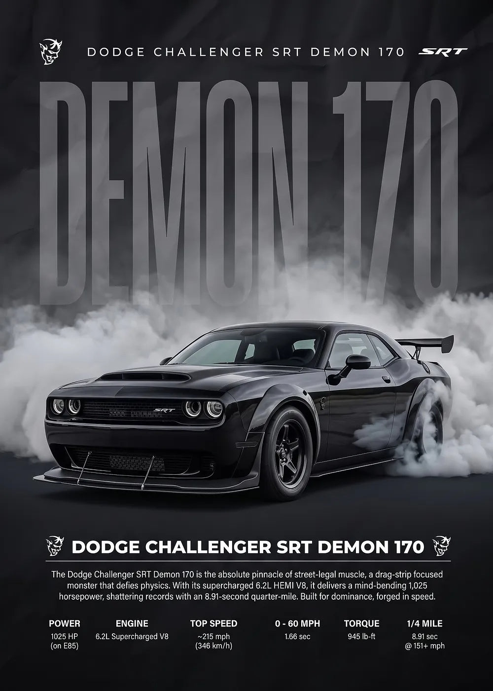 Dodge Challenger Demon 170 II metal poster artwork