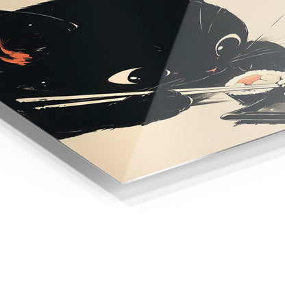 Black Cat Sushi metal poster
