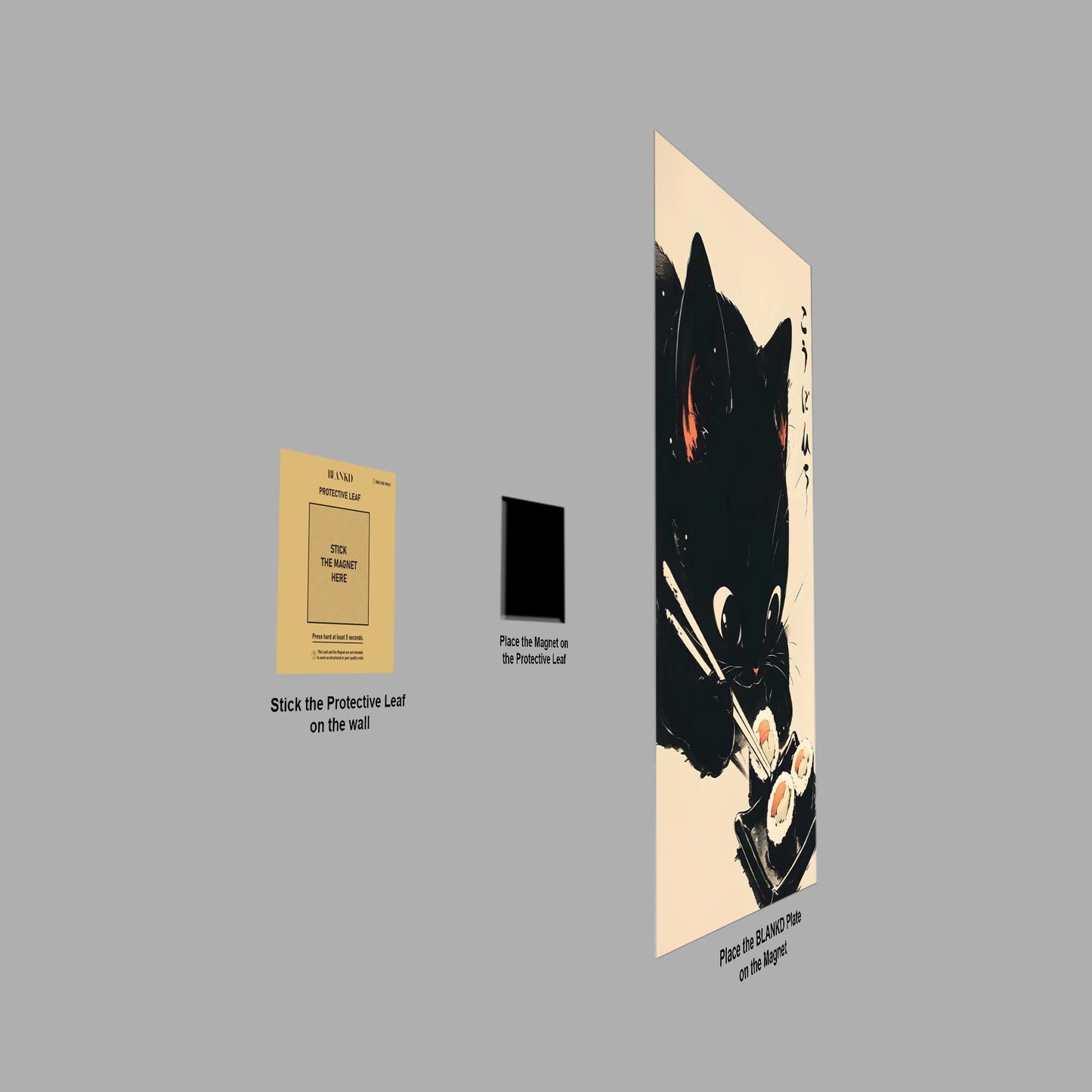 Black Cat Sushi metal poster