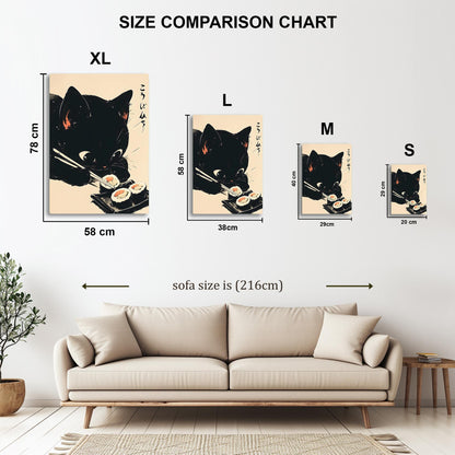 Black Cat Sushi metal poster