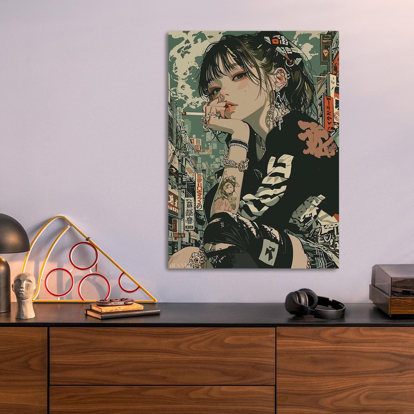 Anime Girl Urban metal poster