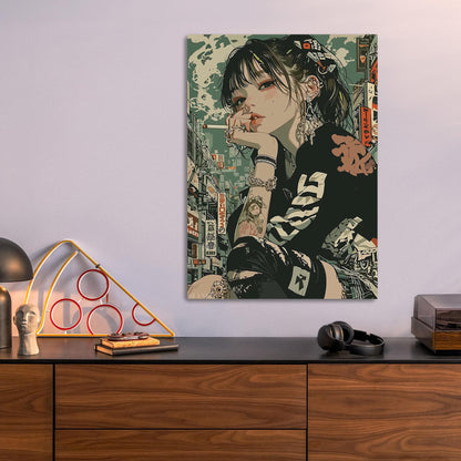 Anime Girl Urban metal poster