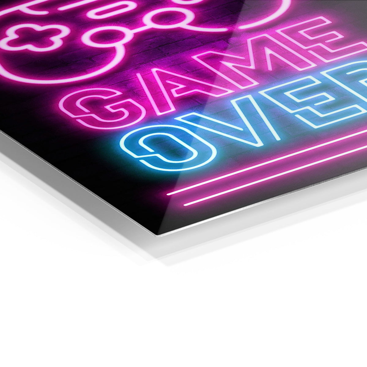 Game Over metal wall art in a modern interior