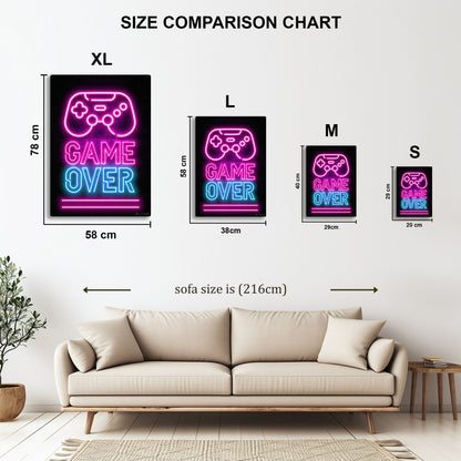 Game Over metal wall art in styled room setting