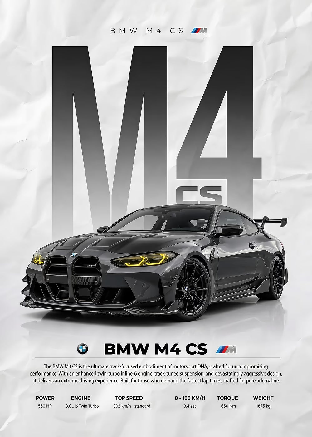 BMW M4 CS 2 metal poster artwork