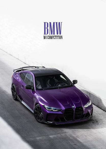 BMW M4 Competition Purple metal poster artwork
