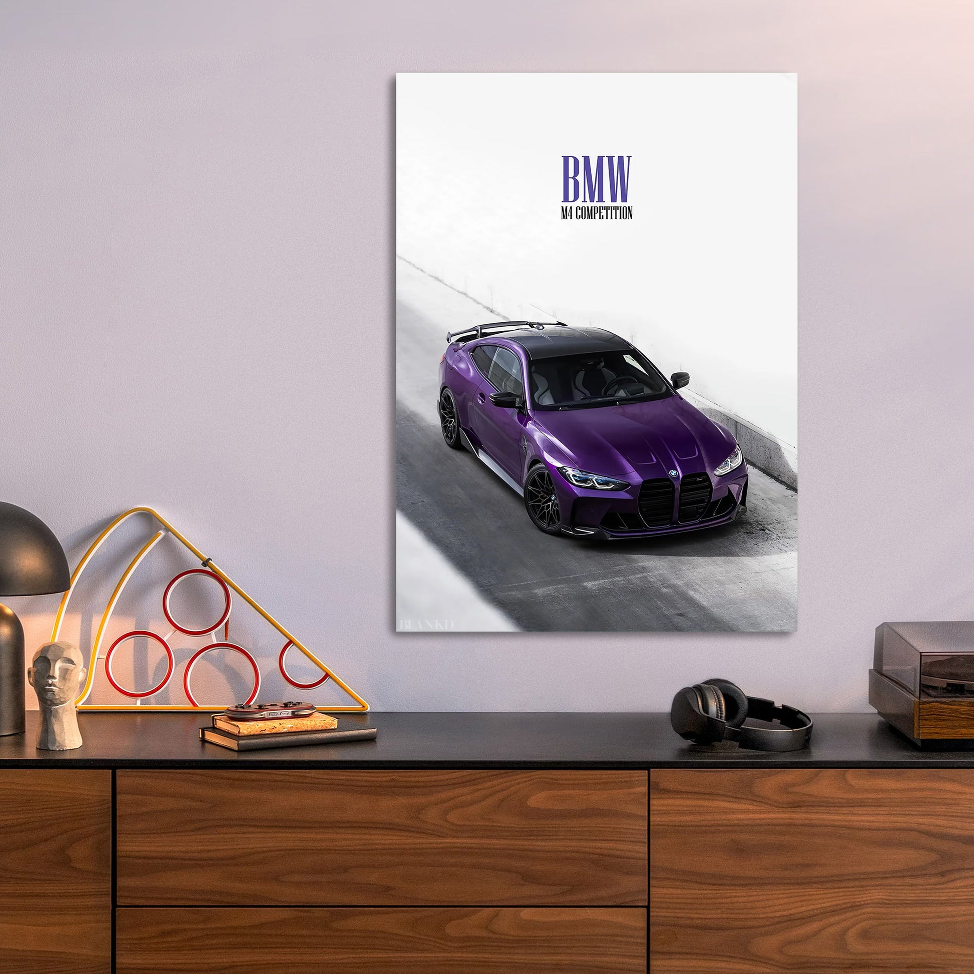 BMW M4 Competition Purple metal poster size comparison