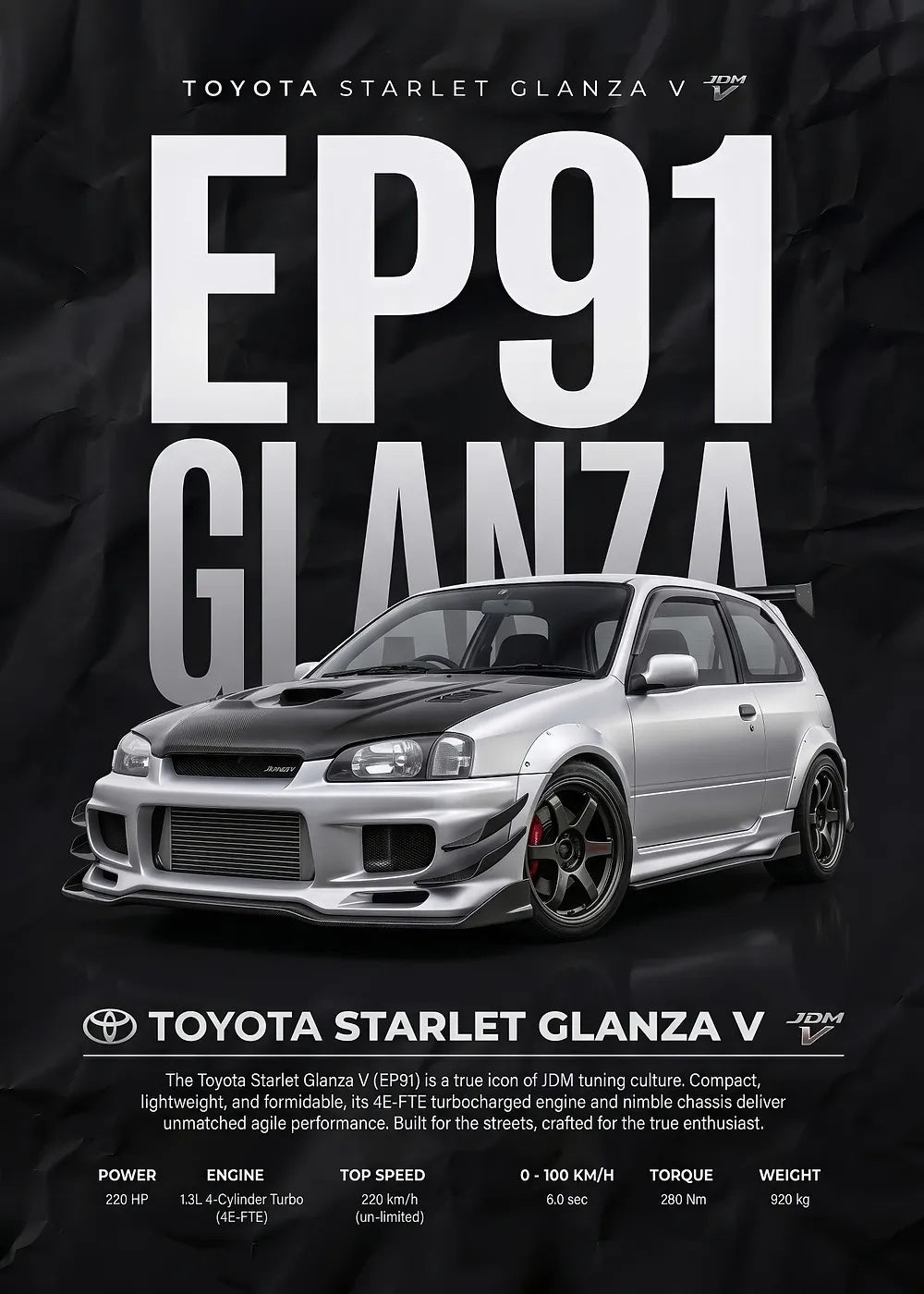 Toyota Starlet Glanza V metal poster artwork